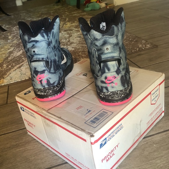 New W/O Box Nike Command Air Force Acid Wash Bleached Denim Retro High Tops - Picture 6 of 10